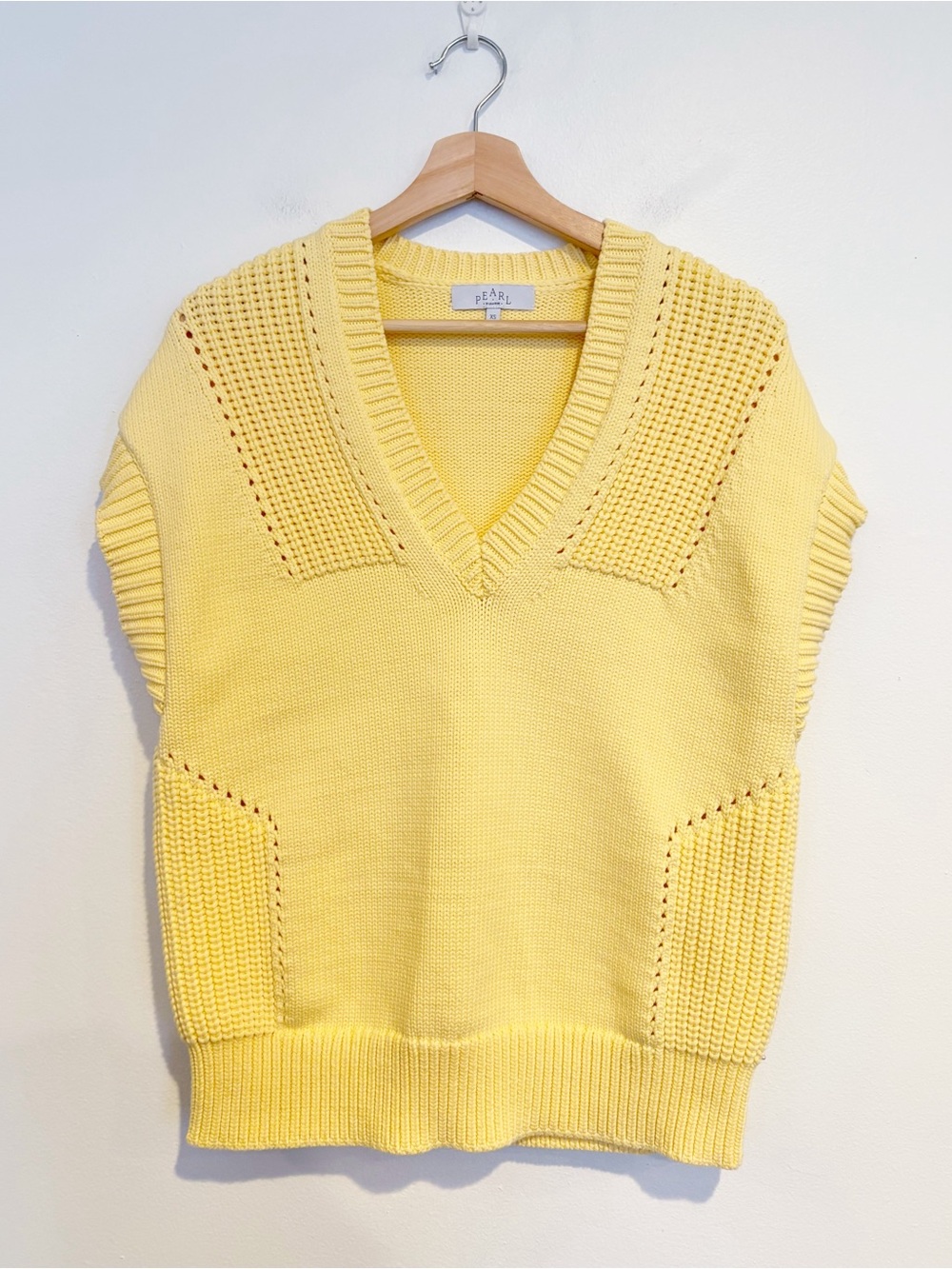 Pearl‎ By Lela Rose || Knit Sweater Vest Cotton Blend Butter Yellow XS